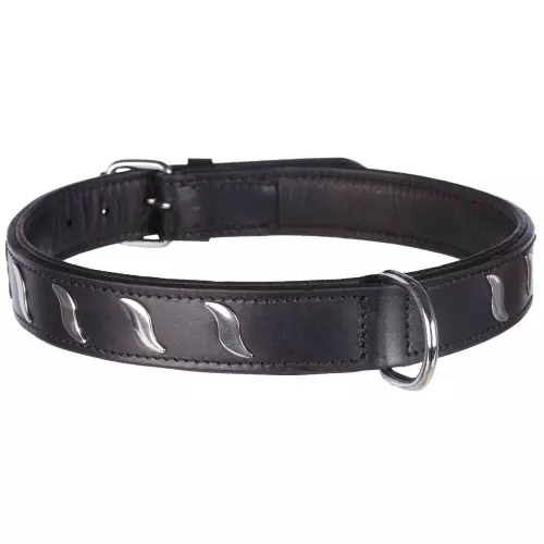 Obojek ACTIVE kožený - černý (L:48-56cm/30mm)