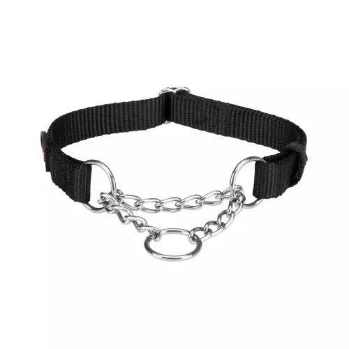 Nylonový polostahovací obojek PREMIUM - černá (L-XL:45-70cm/25mm)