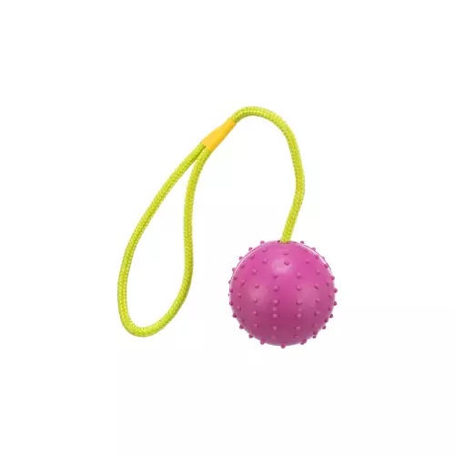 Vrhací míč hrbolatý na šňůře - TRIXIE (ø 7 cm/ 30 cm, růžová)