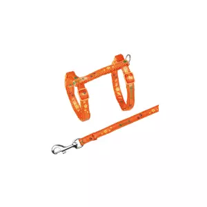 Postroj s vodítkem na kočku pošitý stužkou 22-36cm/10mm 1,2m