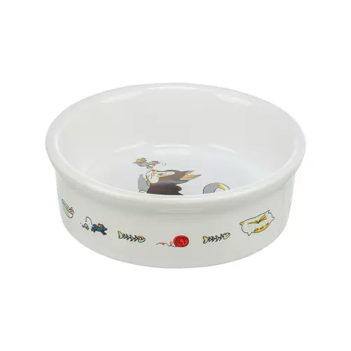 Keramická miska bílá, motiv kočka s myší 200ml/11cm
