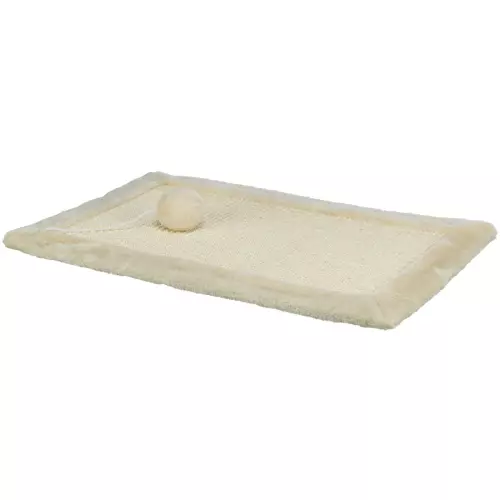 Škrábací deska s míčkem 55 x 35 cm, na zem/stěnu, sisal/plyš, béžová