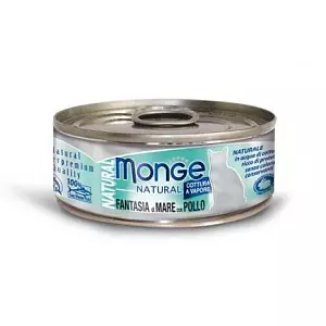 MONGE NATURAL mořské plody s kuřecím masem pro kočky 80 g