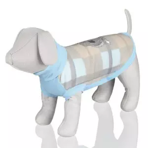 Svetr Napoli, svěle modrá+béžová kostka (M: 45cm, hruď: 56 cm)