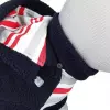 Tmavě modrá vlněná vesta s náplety ASSISI (L: 60cm, hruď: 69cm)