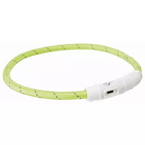 Svítící kroužek USB na krk, zelená (L-XL: 65 cm/ ø 7 mm)