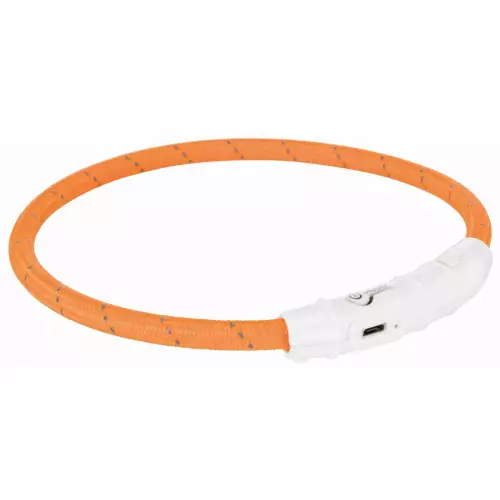 Svítící kroužek USB na krk, oranžový (M-L: 45 cm/ ø 7 mm)