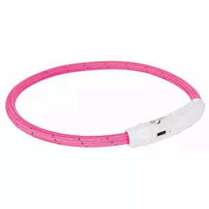 Svítící kroužek USB na krk, růžový (XS-S: 35 cm/ ø 7 mm)