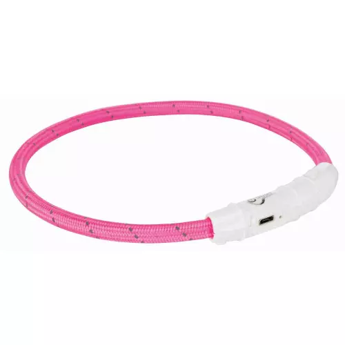 Svítící kroužek USB na krk, růžový (XS-S: 35 cm/ ø 7 mm)