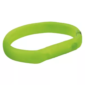 USB svítící obojek PLOCHÝ, zelený (L-XL: 70 cm/18 mm)