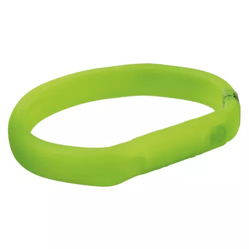 USB svítící obojek PLOCHÝ, zelený (L-XL: 70 cm/18 mm)