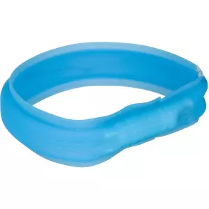 USB svítící obojek PLOCHÝ, modrý (M-L: 50 cm/30 mm)