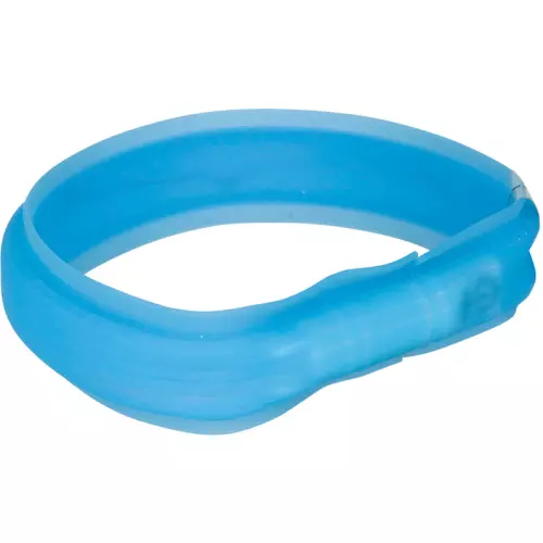 USB svítící obojek PLOCHÝ, modrý (M-L: 50 cm/30 mm)