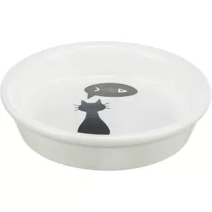 Keramická miska s černou kočkou, s okrajem bílá 0,25 l/13 cm
