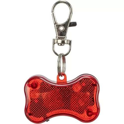 Svítící přívěsek červená kost pro psy 4,5 x 3 cm