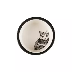 Keramická miska Zentangle pro kočky 0,3l/12 cm bílo/černá