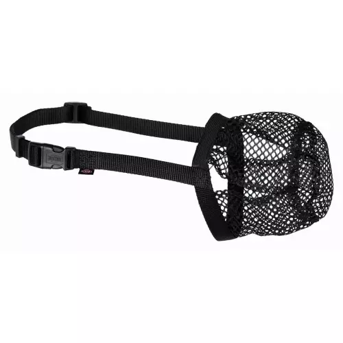 Ochranný náhubek polyester síťka černý (XL, 37 cm)