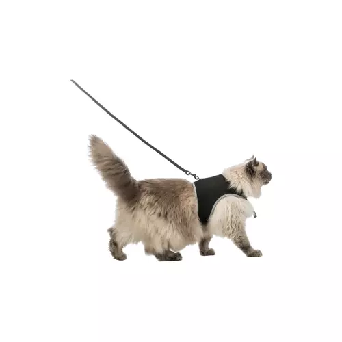 Postroj VESTA s vodítkem pro kočku XL 36-54cm / 1,20 m černý