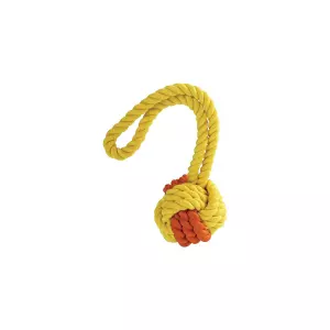 Kombinovaný Monty míč přírodní guma a bavlna s poutkem HipHop (ø 6,5 cm/ 24 cm, žluto/oranžová)