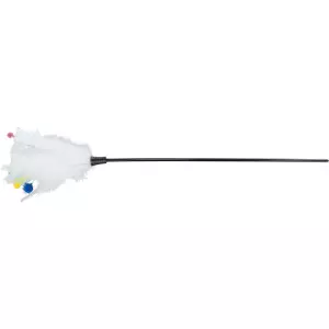 Škádlítko s peřím a provázky ukončené kuličkami, 41cm