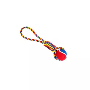 Vrhací přetahovadlo HipHop Dog s tenisákem 6 cm, 36 cm /130 g zelená, modrá, žlutá