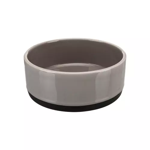 Keramická miska s gumovovým okrajem, šedá (0,4 l/ ø 12 cm)