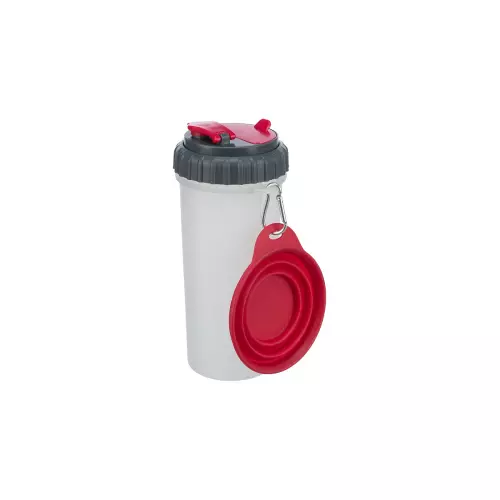 Cestovní zásobník na vodu a krmivo, včetně misky, 2 × 0.35 l/o11 × 23 cm