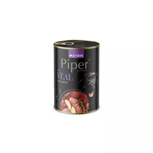 NEW PIPER JUNIOR s telecím a jablky, konzerva pro štěňata 400 g