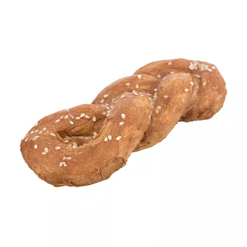 DentaFun Chicken Bread, žvýkací pletýnka z buvolí kůže s masem [50 ks], 15 cm / 75 g