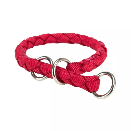 Obojek CAVO kulatý polostahovací - červený (L-XL: 52-60cm/ ø18mm)