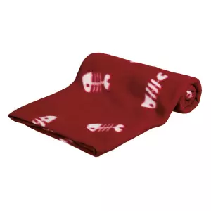 Flísová deka BEANY 100x70cm - vínová s rybí kostrou