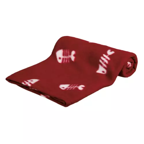 Flísová deka BEANY 100x70cm - vínová s rybí kostrou