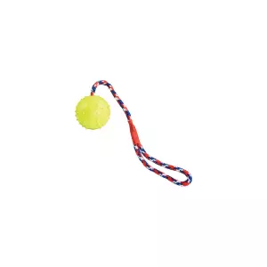 Vrhací míč z přírodní tvrdé gumy 7/39 cm, na laně, HipHop Dog