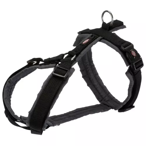 PREMIUM trekingový postroj - černá/grafit (S-M:hruď:44-53 cm/20 mm)