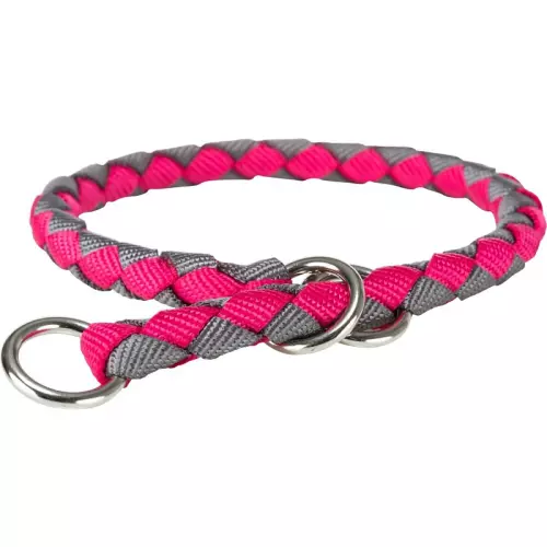 Obojek CAVO kulatý polostahovací - fuchsie/grafit (XS-S: 25-31cm/ ø12mm)