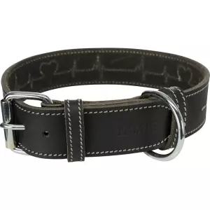 RUSTIC kožený obojek Heartbeat - černá (L:47-55cm/40mm)