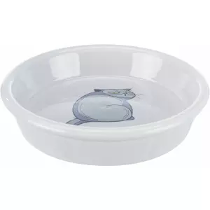 Keramická miska s motivem kočky,  0.25 l/o 13 cm, šedá