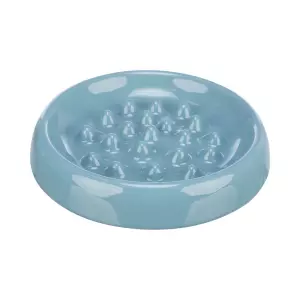 Slow Feed, keramická miska k pomalému krmení, 0.25 l/o 18 cm, modrá, šedá