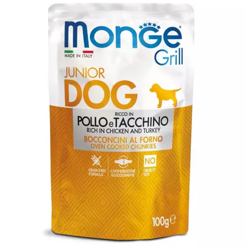 MONGE GRILL JUNIOR kapsička kuřecí s krůtou pro štěňata 100 g