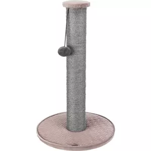 Škrabací sloupek LIVIA s plyšovou kuličkou, 64 cm, sisal/plyš, starorůžová