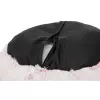 Kulatý pelech HARVEY o 50 cm, hebký potah s dlouhým vlasem, bílá/růžová