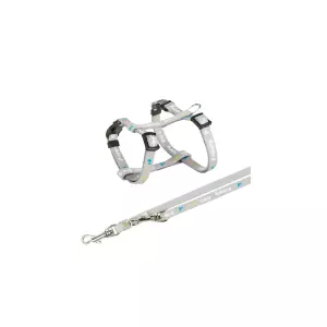 JUNIOR postroj s vodítkem pro štěňata, světlešedá (M-L: 27-45 cm/10 mm, 2,00 m)