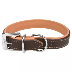 Obojek ACTIVE COMFORT kožený, hnědá/světle hnědá (L-XL: 52-63 cm/30mm)