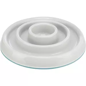 Miska k pomalému krmení, design kruhy, 0,45 l/o 23 cm, plast/TPR, šedá