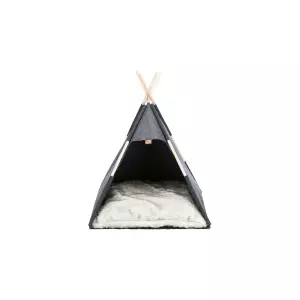 Jeskyňka TIPI - přístřešek ve tvaru týpí, 70 x 70 x 70 cm, plsť/dřevo, antracit
