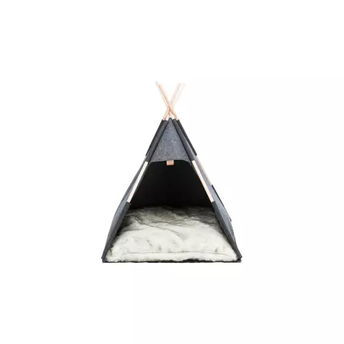 Jeskyňka TIPI - přístřešek ve tvaru týpí, 70 x 70 x 70 cm, plsť/dřevo, antracit