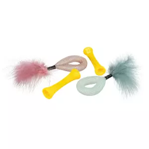 Set 4ks trubiček s peřím, hračka pro kočky,  15 cm