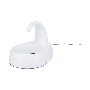 Fontána na vodu s oblým kohoutkem, 2,5 l/25 × 24,5 × 35 cm, plast, bílá