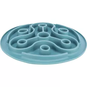 Protihltací talíř Slow feeding TRIANGL, k pomalému krmení, TPE, o 28 cm, modrá