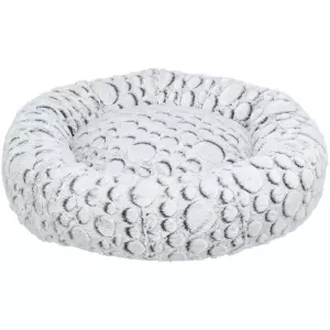 MILA kulatý plyšový pelech, bílá/šedá (ø 50 cm)